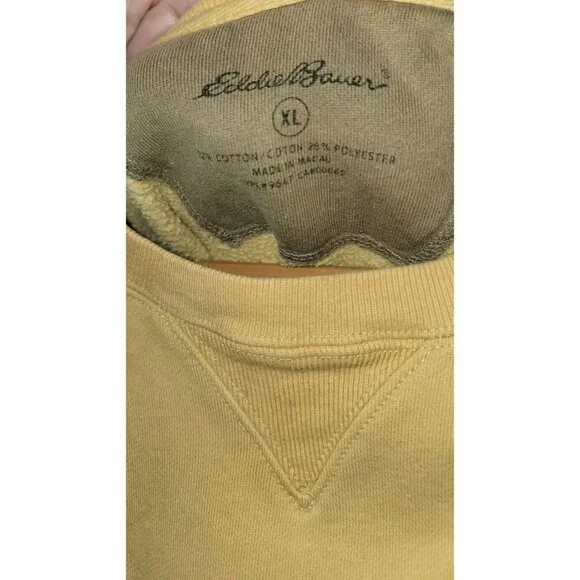 Eddie Bauer Embroidered Logo Fleece Sweatshirt Men’s XL Tan Pullover - Picture 4 of 10